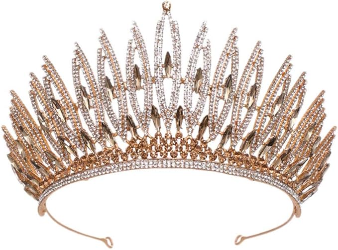 minkissy 巴洛克女王皇冠,复古水晶皇冠头饰巴洛克婚礼头饰派对发饰